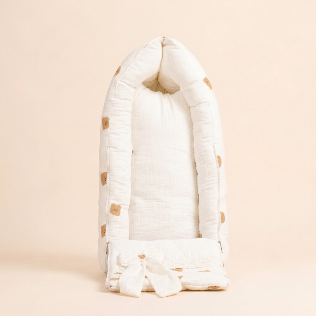 Open-front view of the muslin holder