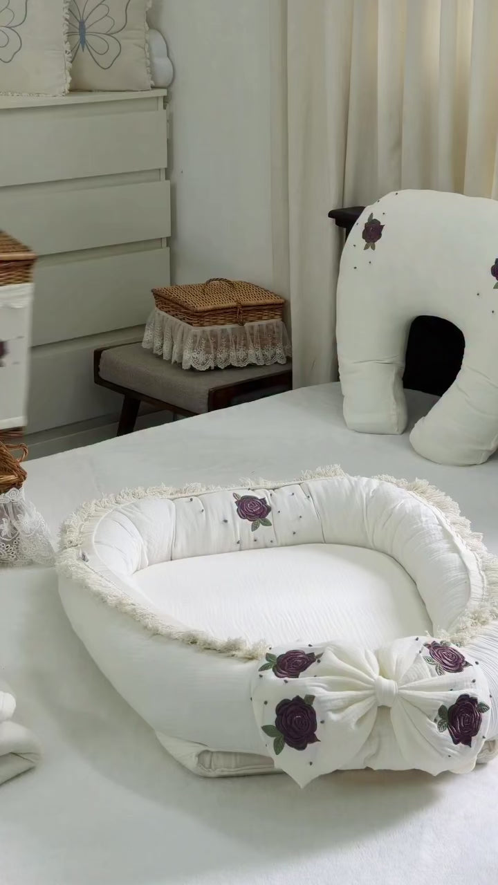 Ivory Rose Five-Piece Baby Set with Basket
